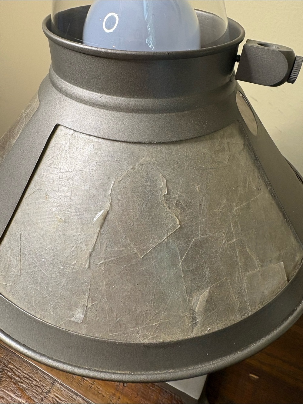 Antique-Style Silver Mica Bouillotte Hurricane Lamp - Picture 11 of 13